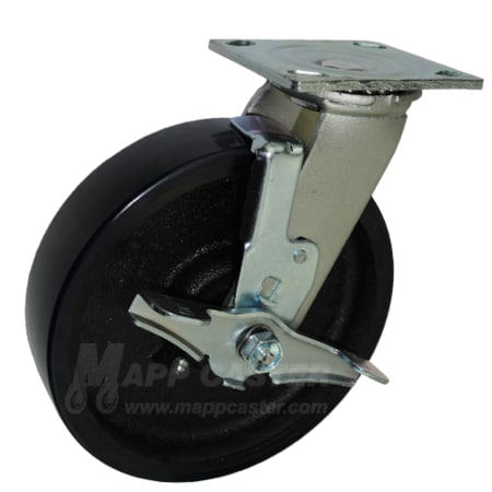 Mapp Caster 8"X2" Poly. on Iron Wheel Swvl Caster W/ Top Lock Brake, 1,250 Lbs Cap 146UIRB820SB